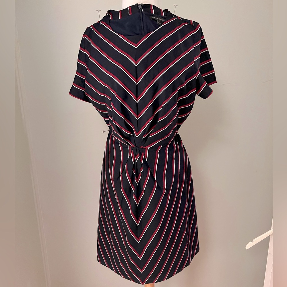 Patriotic navy silk stripe dress! size 10